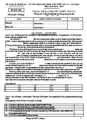 Đề thi chọn học sinh giỏi cấp tỉnh Tiếng anh lớp 11 - Năm học 2016-2017 - Phòng GD & ĐT Nghệ An